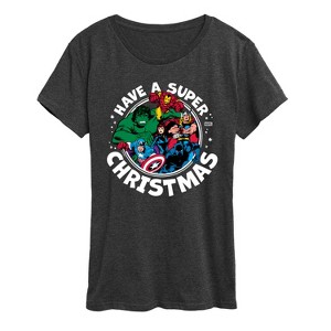 Women's - Marvel - Have A Super Christmas Avengers Short Sleeve Graphic T-Shirt - 1 of 4