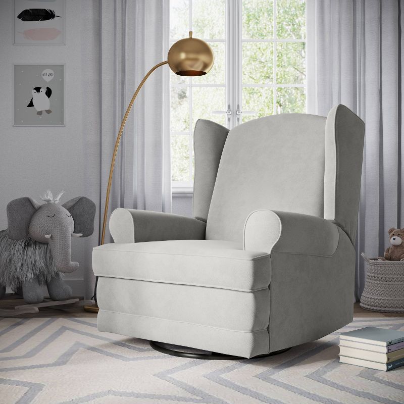 Storkcraft Serenity Wingback Upholstered Reclining Glider with USB Charging Port, 3 of 11