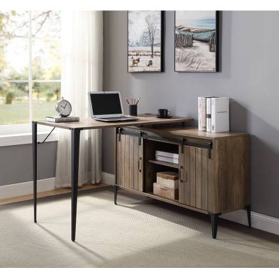 Anybear 48" Gray Oak and Black Finish Writing Desk
