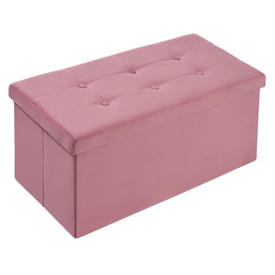 LUSIMO  30" Velvet Storage Ottoman Toy Chest Footstool For Bedroom Living Room