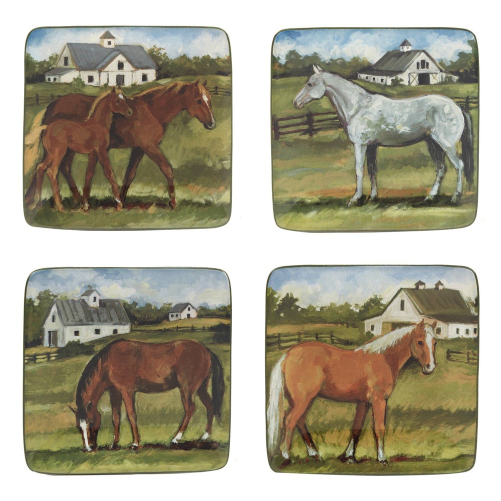 Photos - Other kitchen utensils Certified International Set of 4 York Stables Assorted Canape/Dining Plates - Certified Internatio 