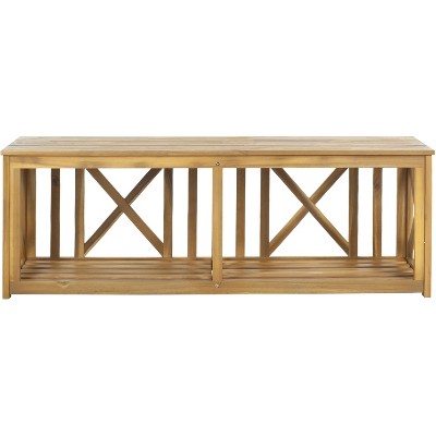 Transitional 51'' Natural Brown Acacia Outdoor Storage Bench