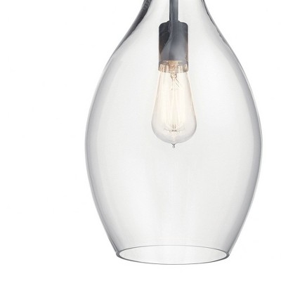 Everly 18" Black Steel and Clear Glass Pendant Light