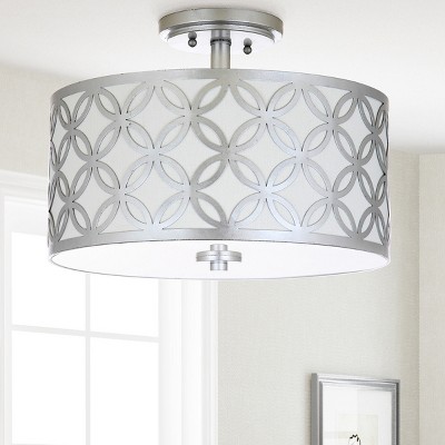 Cecily Silver Glass Drum Flush Mount Light