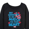 Women's - Marvel - Captain America My Shield Valentine Lightweight French Terry Wide Neck Long Sleeve Shirt - 2 of 4