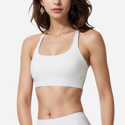 Anna-Kaci Active Women's Seamless Ribbed Sports Bra with Scoop Neck and Wide Straps