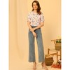 INSPIRE CHIC Women's Floral Summer Crew Neck Casual Shirred Short Sleeve Blouse - 4 of 4