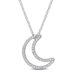 EVERLY JEWELRY | Sterling Silver 1/5 CT TDW Diamond Moon Pendant with Chain - 1 of 4