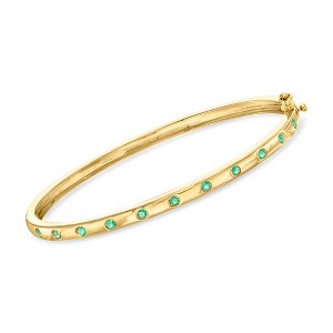 Ross-Simons 0.30 ct. t.w. Emerald Bangle Bracelet in 18kt Gold Over Sterling - 1 of 3