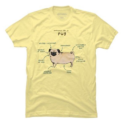 Men's Design By Humans Anatomy of a Pug By SophieCorrigan T-Shirt