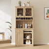 35.4'' Farmhouse Pantry Cabinet with Hutch, Adjustable Shelves & Glass Doors, Tall Freestanding Buffet for Dining Room-3irtyhousy - 2 of 4