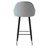 POVISON 30'' Modern Leather Bar Height Stools Set of 2, Upholstered Bar Chairs for Kitchen Island, Blue - 3 of 4