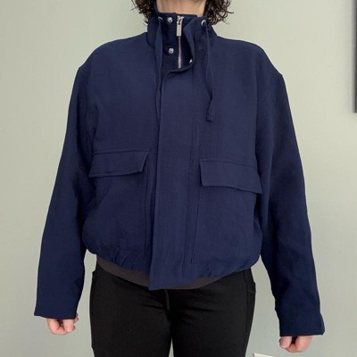 Women's Full Zipped Modern Gauze Jacket - A New Day™ Navy Blue XXL