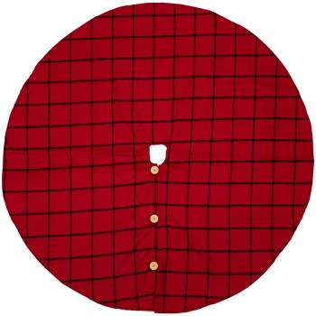 Northlight 48" Red Flannel Christmas Tree Skirt with Buttons