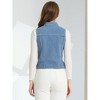 INSPIRE CHIC Women's Buttoned Washed Denim Vest with Faux Chest Flap Pockets - 4 of 4