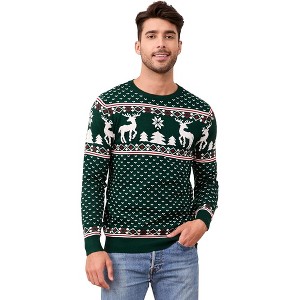 Mens Christmas Sweaters 2025 Crew Neck Pullover Sweater Holiday Ugly Christmas Sweaters for Family, Couples,Green - M - 1 of 4