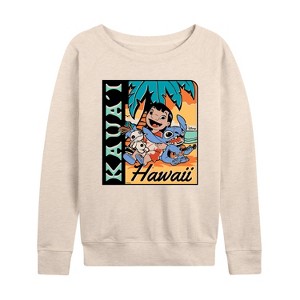 Women's - Lilo and Stitch - Lilo Stitch Kauai Lightweight French Terry Wide Neck Long Sleeve Shirt - 1 of 4