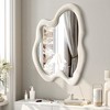 Beautyolove 28 in. W x 36 in. H Irregular Beige Flannelette Framed Wall Mirror Asymmetrical Decorative Wall Mirror - 4 of 4
