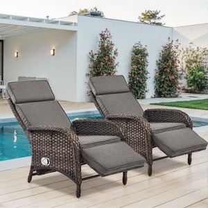 Outdoor 2 Pieces Adjustable Reclining Patio Lounge Chair - 1 of 4