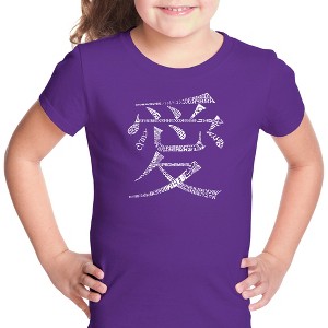 LA Pop Art Girl's Word Art T-shirt - The Word Love in 44 Languages Purple Small - 1 of 4
