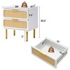 AMERLIFE 20" W Rattan Boho Nightstand With 2 Ample Storage Drawer - 2 of 4