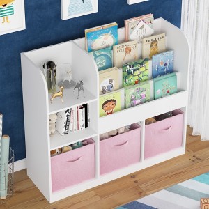 Sevobal Decorative Bookshelf Multifunctional Kids Bookshelf And Storage Organizer With 3 Collapsible Fabric Drawers, White, 36.2"*11.8"*31.5" - 1 of 4