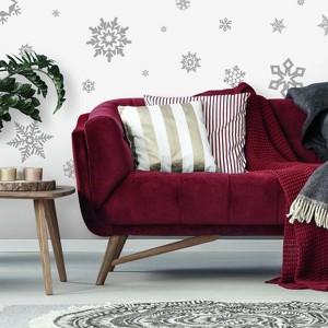 Glitter Snowflakes Peel and Stick Wall Decal Gray - RoomMates: Reusable Vinyl Decor, Modern Style, 47 Pieces - 1 of 4