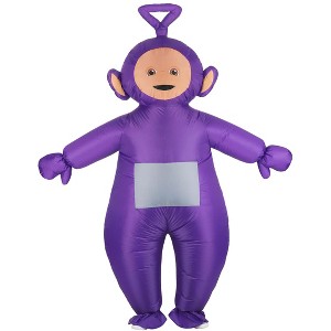 HalloweenCostumes.com One Size Fits Most   Inflatable Tinky Winky Adult Teletubbies Costume, Purple/Gray/Pink - 1 of 4