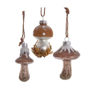 Kurt Adler Glass Ornaments for Christmas Tree, Rustic Mushrooms, Assorted (Pack of 3) - 1 of 1