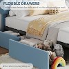 Kids Boucle Upholstered Bed Frame with Bookcase Headboard and 2 Storage Drawers, Noise-Free Platform Bed - 3 of 4