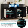 Rattan Sideboard Buffet Cabinet with 4 Doors and 2 Drawers, Console Table Coffee Bar with Power Outlet and Adjustable Shelves - 3 of 4