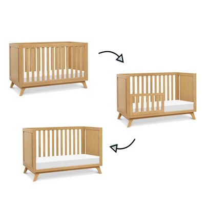 Honey Wood 3-in-1 Convertible Crib with Flared Legs