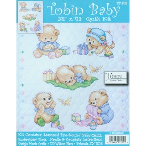 Tobin Stamped Quilt Cross Stitch Kit 34"X43"-Baby Bears - 1 of 2