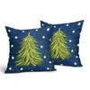 Blue Christmas Pillow Covers 18X18 Inch Set of 2 Watercolor Green Xmas Tree - 4 of 4