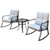 Modern Accent 2 Seater Rocker Teapoy Set Of 3, Upholstered Rocker Armchair, Patio Furniture Porch Chairs, Soft Cushions Rocker - 3 of 4
