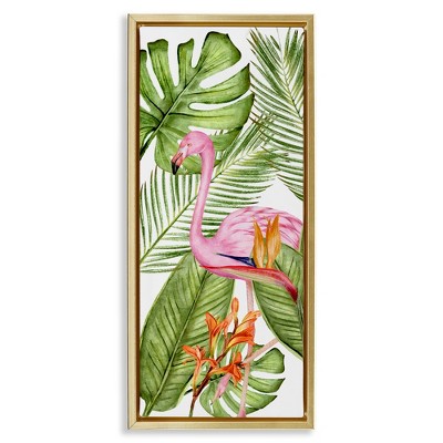 Stupell Industries Tropical Plants & Flamingo, 15" x 31"