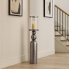 Modern Tall Glass Cylinder Candle Stand Holder - Pillar Candle Holder for Mantel, Console, Dinning Table, Centerpiece, or Home Decor - Silver - 2 of 4