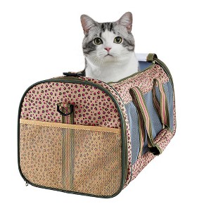 GOOPAWS Soft-Sided Small Dog Cat Carrier Bag, Floral Print Blue, 19'' - 1 of 4