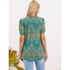 INSPIRE CHIC Women's Summer Floral Printed Short Sleeve Casual V Neck Tunic Shirts - 3 of 4