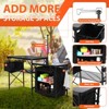 Portable Camping Kitchen Table with Storage, Light Pole & Side Hooks, Folding Outdoor Cook Station for Picnic - 3 of 4