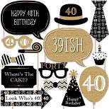 Big Dot of Happiness Adult 40th Birthday - Gold - Birthday Party Photo Booth Props Kit - 20 Count