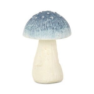 HomeRoots 6" Blue And Off White Cast Iron Mushroom Tabletop Sculpture - 1 of 4