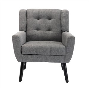 XINGHANZHENXUAN Modern Accent Chair, Armchair for Living Room, Bedroom & Home Office, Black Frame - 1 of 4