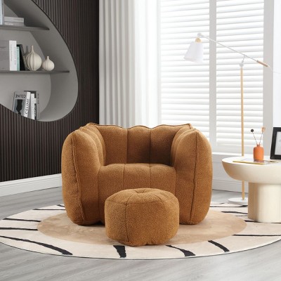 Bean Bag Sofa Couch With Ottoman,Bean Bag Chairs For Adult, Individual Sofa Chair With Footstool And Armrests For Living Room Lounge-Cuddlewood
