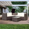 YOOCOZZ 4-Piece Outdoor Patio Wicker Rattan Sectional Sofa Set with 2 Loveseats, Storage Box and Table - Beige - 2 of 4