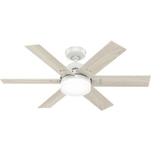 Hunter 44" Pacer Lighted Ceiling Fan Fresh White Finish with Light Oak Blades - Perfect for Small Rooms, Whisper-Quiet Performance - 1 of 2