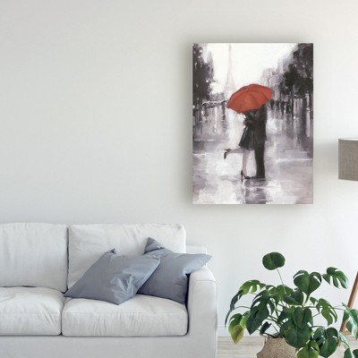 Ethan Harper Romantic Couple with Red Umbrella Canvas Art