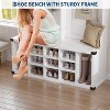 Hall Tree with Shoe Storage Bench, 4-in-1 Entryway Bench with Coat Rack & Adjustable Shlef & 2 Wood Door, Hall Tree with Metal Corner & 5 Tri-Hooks - 4 of 4