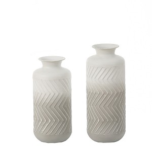 LuxenHome Set of 2 Gray and White Metal Bottle Vases, Tabletop Decoration - 1 of 4
