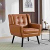 CAVINAS Linen/Velvet/Teddy/Leather Upholstered Accent Chair with Black Legs,Modern Upholstered Armchair with Wood Frame for Living Room - 2 of 4